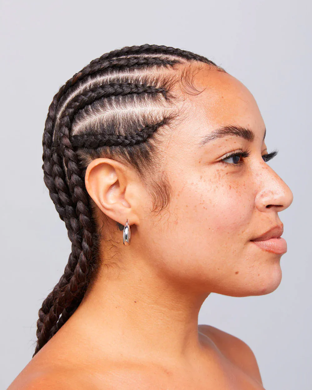 Mini Chunky Hoop Earrings Silver - Image 3